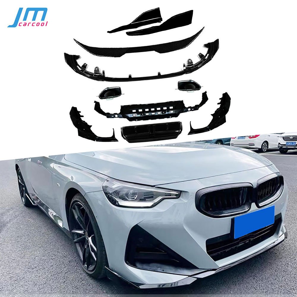 ABS Car Front Lip Rear Spoiler Side Skirts Rear Lip Diffuser With Black Tail Exhaust for BMW 2 Series G42 M Sport Coupe 2021 +
