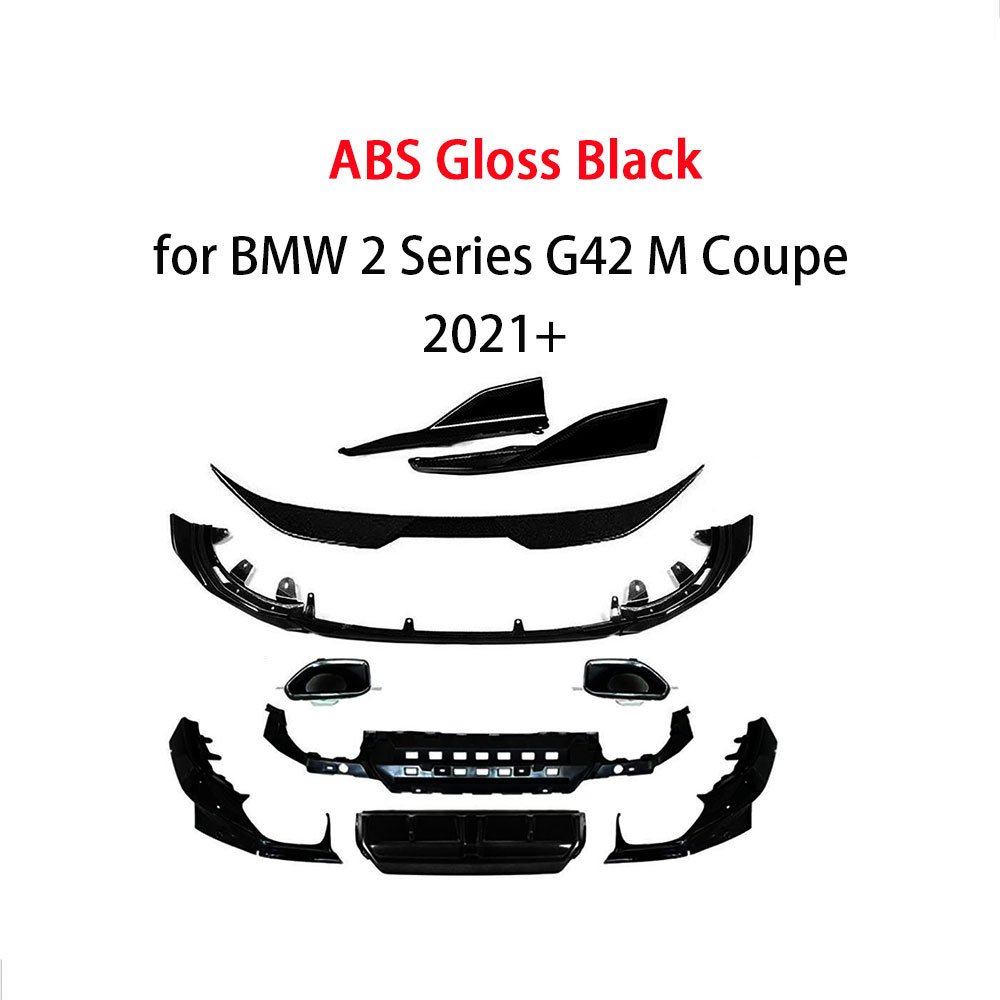 ABS Car Front Lip Rear Spoiler Side Skirts Rear Lip Diffuser With Black Tail Exhaust for BMW 2 Series G42 M Sport Coupe 2021 + - Image 3