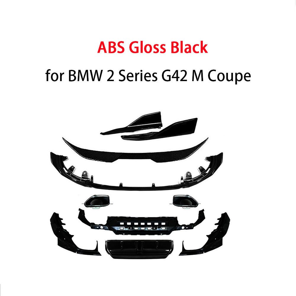 ABS Car Front Lip Rear Spoiler Side Skirts Rear Lip Diffuser With Black Tail Exhaust for BMW 2 Series G42 M Sport Coupe 2021 + - Image 2
