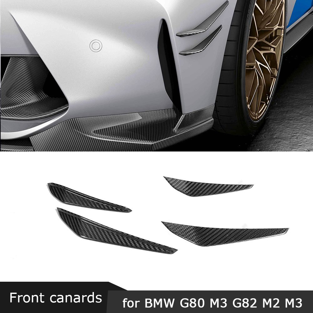 Dry Carbon Front Bumper Side Canards Fins Flaps Trims for BMW 3 4 Series G80 G82 G83 M3 M4 2021 UP - Image 4