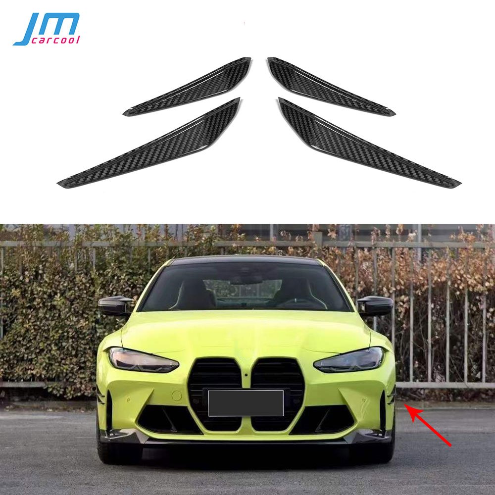 Dry Carbon Front Bumper Side Canards Fins Flaps Trims for BMW 3 4 Series G80 G82 G83 M3 M4 2021 UP