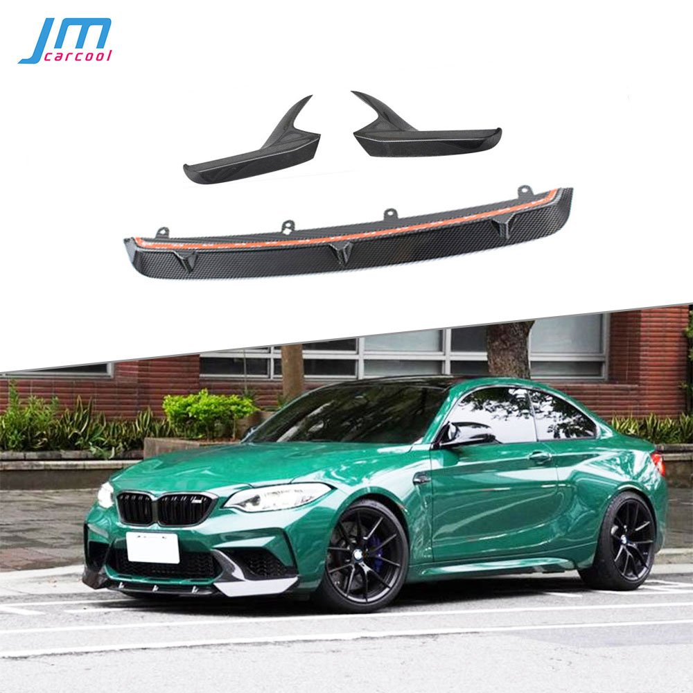 Carbon Fiber Front Bumper Lip + Splitters For BMW 2 Series F87 M2 M2C Competition 2018-2020