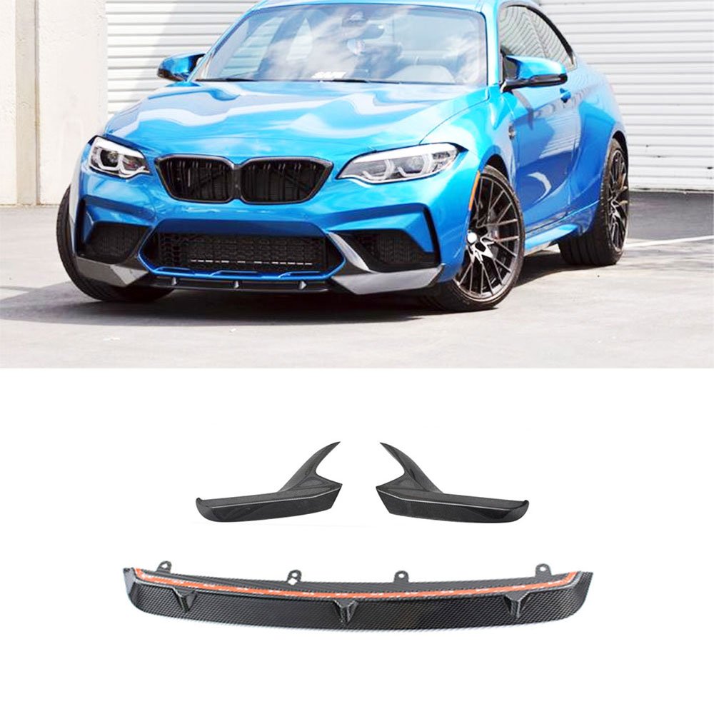 Carbon Fiber Front Bumper Lip + Splitters For BMW 2 Series F87 M2 M2C Competition 2018-2020 - Image 4